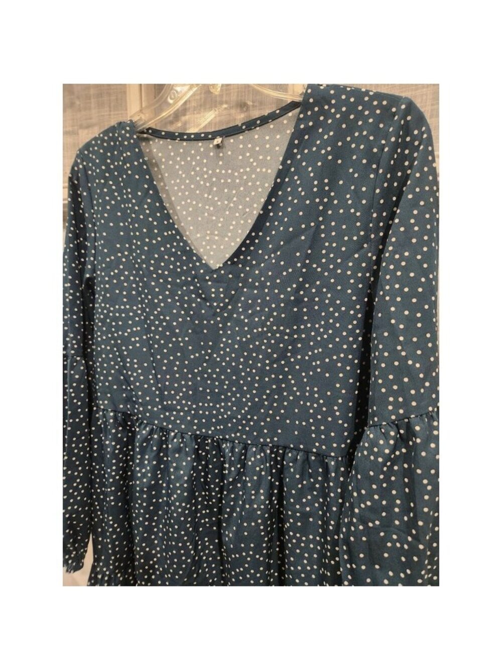 Green and‎ White Polka Dot Flowy Dress Women's Size Small - Picture 2 of 5